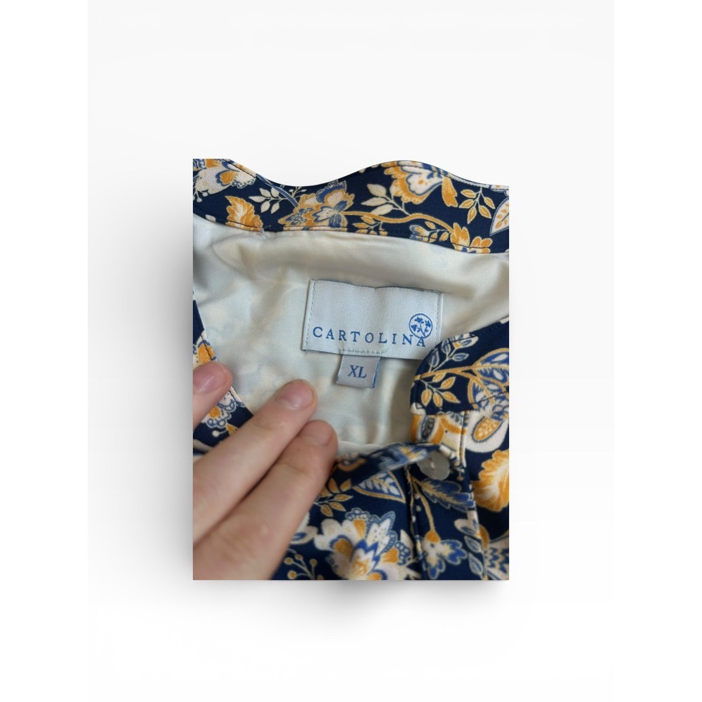Cartolina Allyson Blue Floral Long Sleeve Ruffle Mini Dress XL Yellow White - Picture 4 of 9